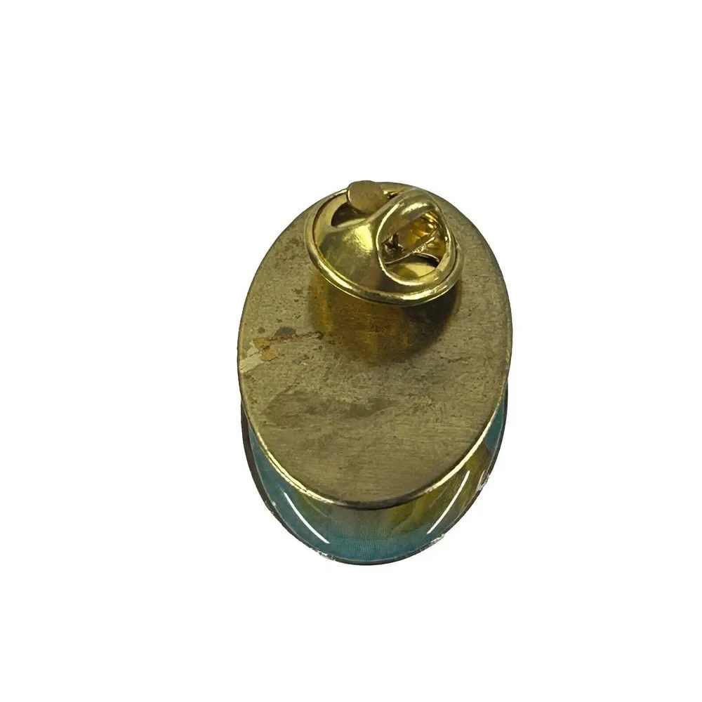 Vintage Guardian Protection Angel Oval Gold‎ Tone Metal Lapel Hat Pin Religious
